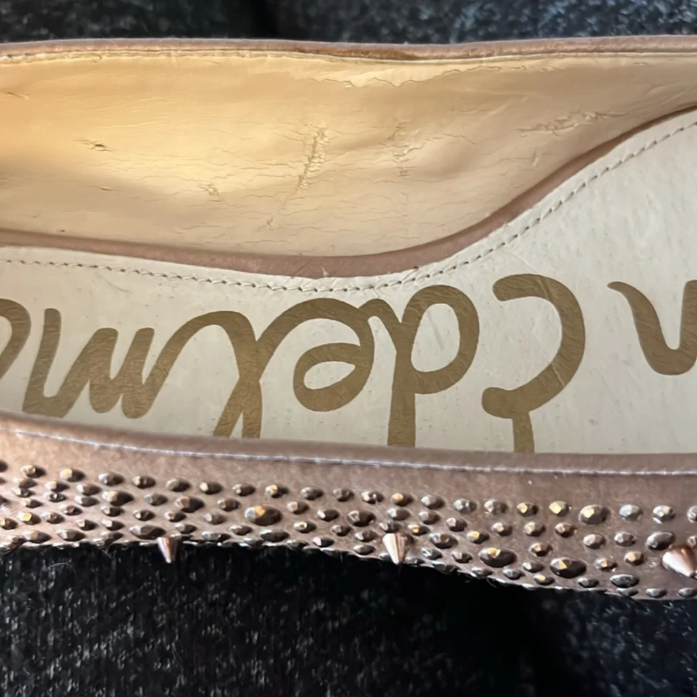 Sam Edelman Woman’s Jolie Leather Sparkle Rose Gold Studded Ballet Flats Sz 6